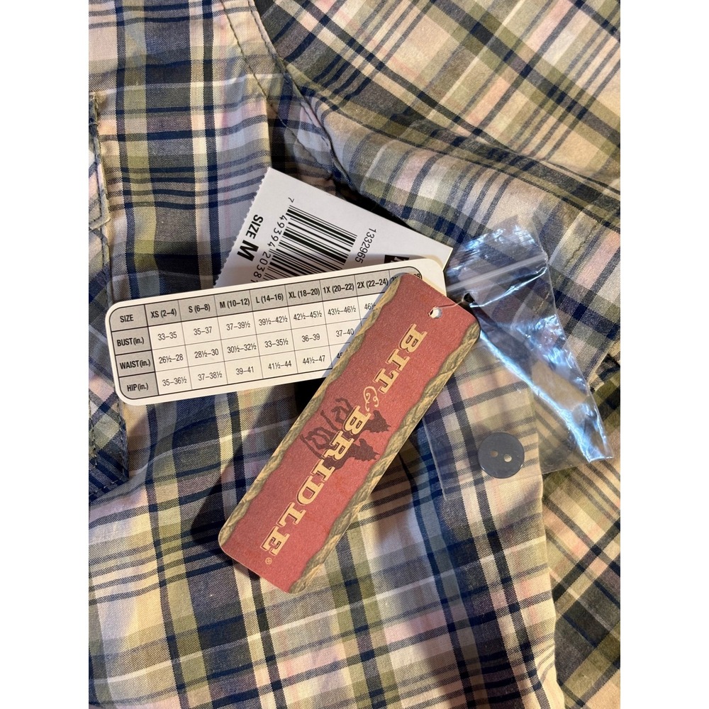 New Bit & Bridle Womens Plaid Short Sleeve Western Button Up Shirt Size M - Picture 6 of 6